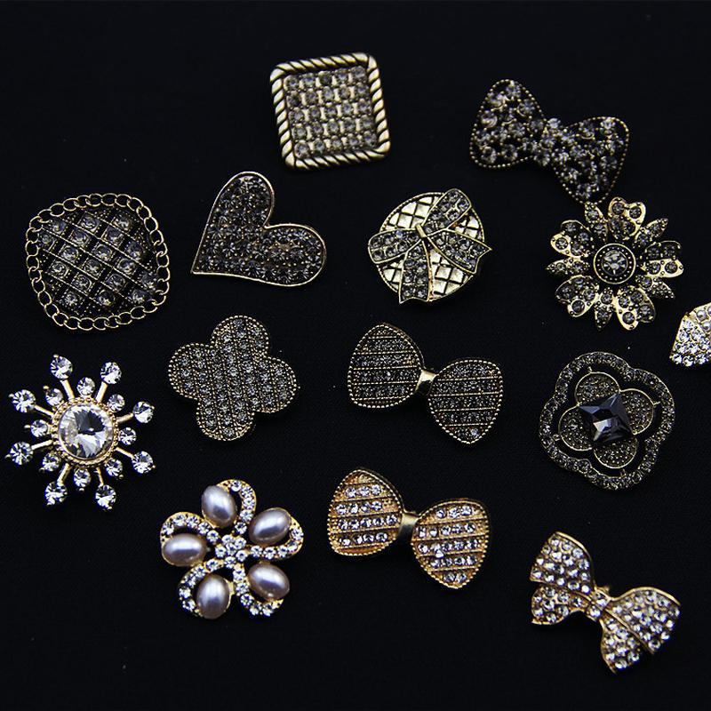 alloy rhinestone pearl butterfly round decorative buckle button men's chest buckle women's woolen coat outerwear button