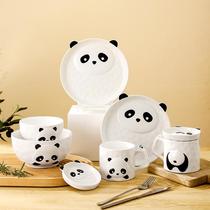 japanese-style tableware set wholesale cute panda underglaze ceramic plate high-looking household tableware dish dish