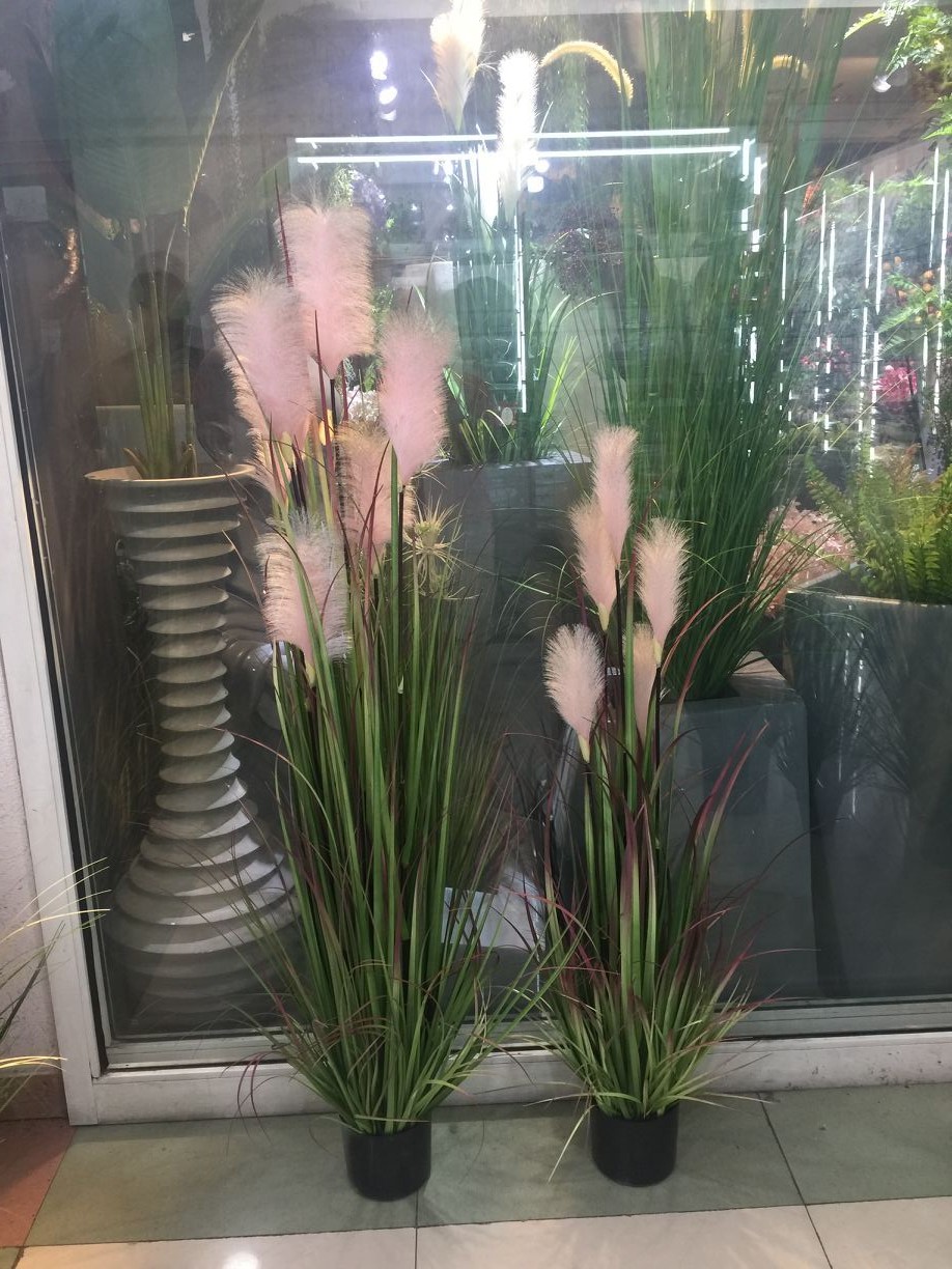 Wholesale of factory landscape ornaments, potted plants, onion grass flower art plants, hotel and home furnishings, reed grass POTS for hotel decoration Specification image
