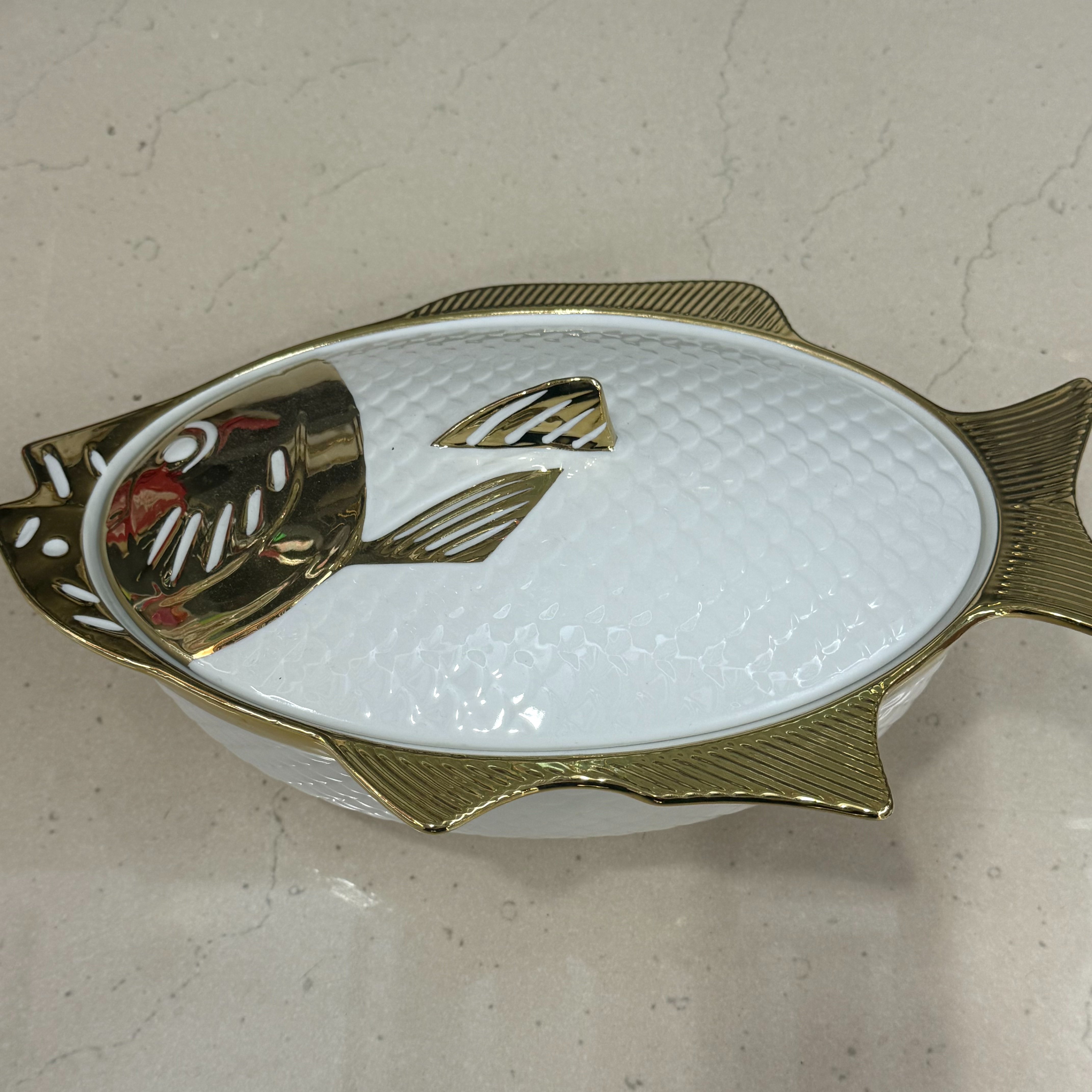 新款鱼型镀金陶瓷汤锅精选家用厨房烹饪必备锅具带把耐用批发