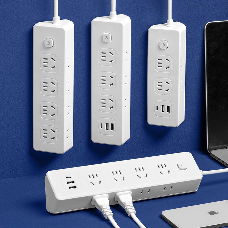Side Socket Multi-Function Power Strip Long Cable USB Power Strip Patch Board Student Household Dormitory Mop Power Strip