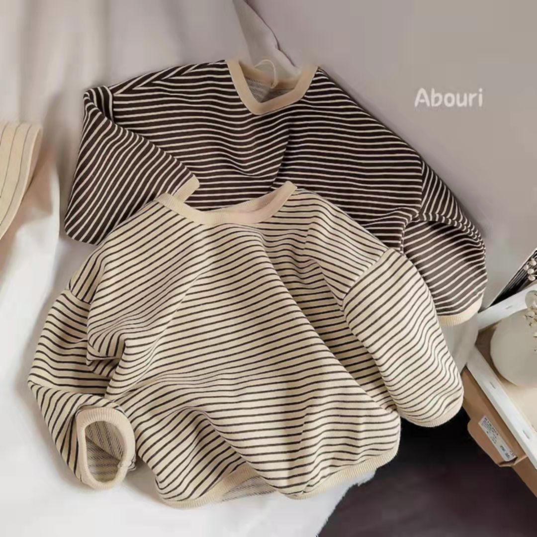2022 spring and autumn new children's clothing boys' t-shirt korean style girls' striped sweater baby loose long sleeve kids' tops
