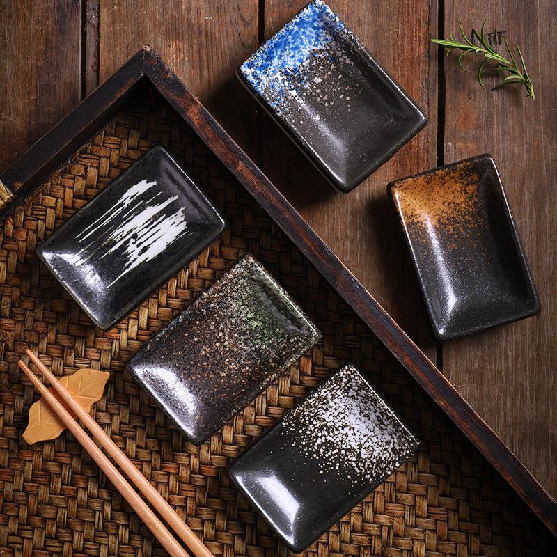 japanese and korean style seasoning dish home use and commercial use ceramic plate cooking cutlery mustard soy sauce dish rectangular dish chafing dish seasoning dish