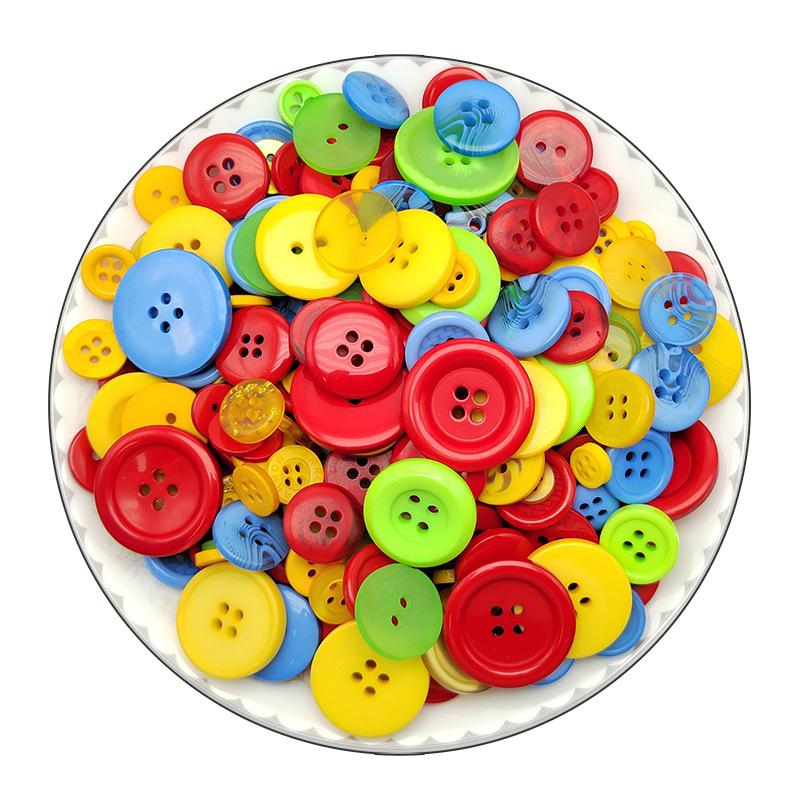 Mixed Color Resin Buttons Children DIY Production Button Art Button Flower Material Package Parent-Child Handmade Buttons