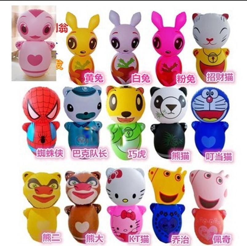 70cm inflatable tumbler toys children's large and small sizes baby animal cartoon blowing tumbler kids toys