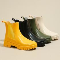 cross-border chelsea thick-soled rain boots for women new elastic band fashion outer wear waterproof non-slip shoe cover new rain boots for women