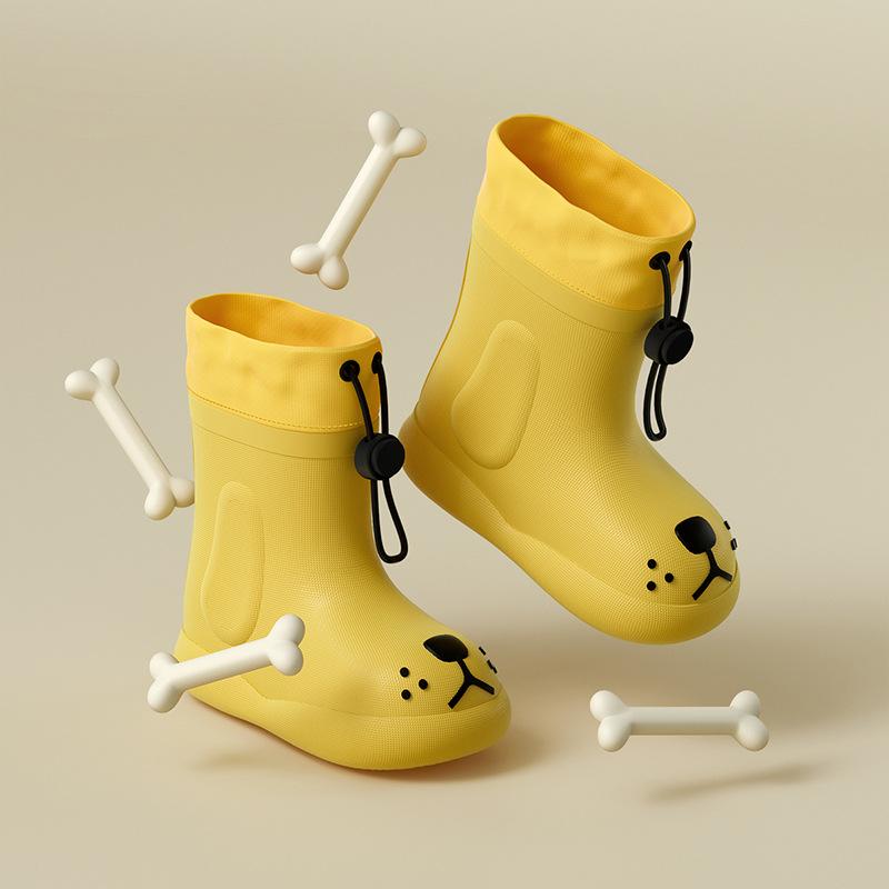 cheerful mario children's rain boots waterproof non-slip student girl rain boots baby boy mid-calf waterproof drawstring rain boots
