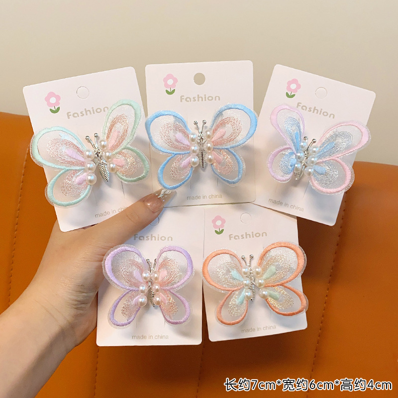 Children's butterfly dynamic press clip, spring clip, new girls' cute bangs clip, baby sweet hair clip, hair accessory, girls' headwear, hair clip, creative accessories, headwear, hair clip