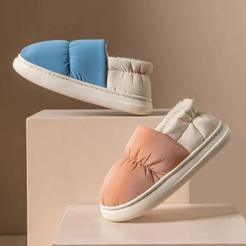 Grace Cotton Slippers Winter Furry Pineapple Bread Heel Cotton Slippers Home Indoor Home Men's Warm Plush Cotton Shoes