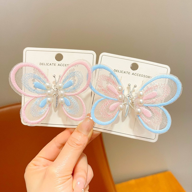 Children's butterfly dynamic press clip, spring clip, new girls' cute bangs clip, baby sweet hair clip, hair accessory, girls' headwear, hair clip, creative accessories, headwear, hair clip details Picture