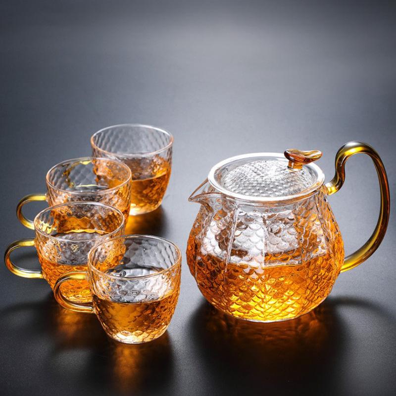 Heat-Resistant Glass Tea Set Suit Household Borosilicate Glass Tea Making Teapot Teapot Set Tea Set Gift Box