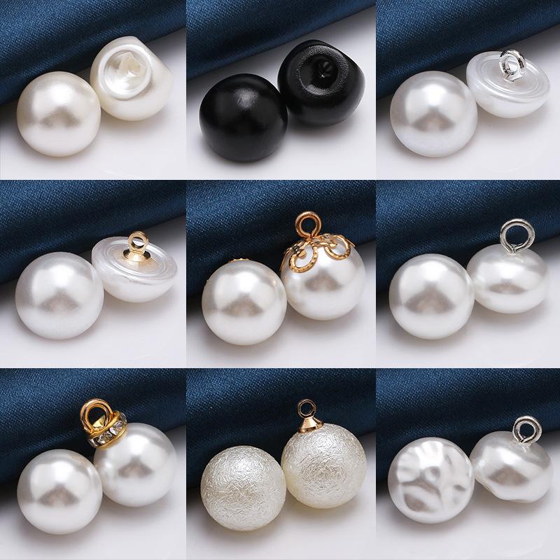 black white pearl buckle imitation pearl cheongsam ancient costume button mushroom buckle light head buckle round copper feet head buckle