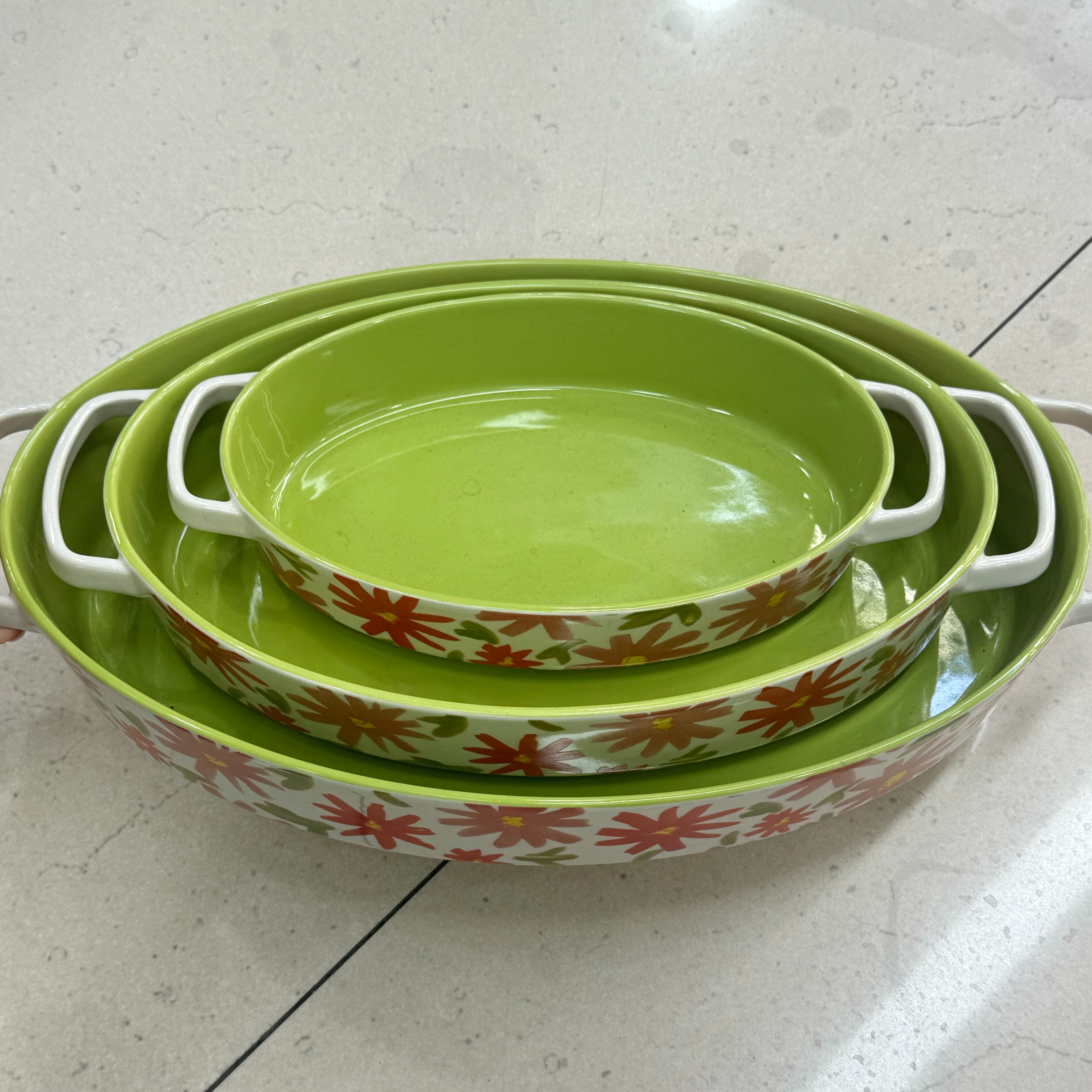中国风陶瓷烤盘餐具三件套装高档陶瓷烤盘家用优雅餐桌装饰精选套装批发