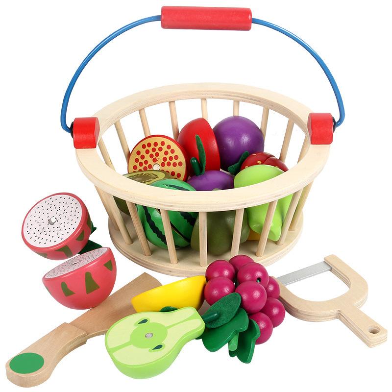 children's wooden magnetic cutting fruit toys fruit and vegetable cutting baby slicer play house kitchen toys