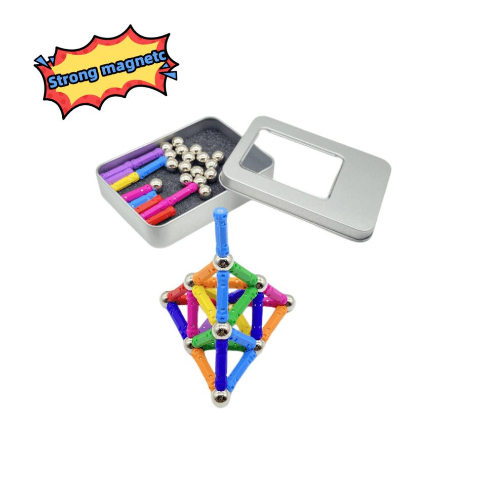 color strong magnetic magnetic rods iron boxed 36 sticks +27 beads free assembling magnetic toys wholesale amazon full figure