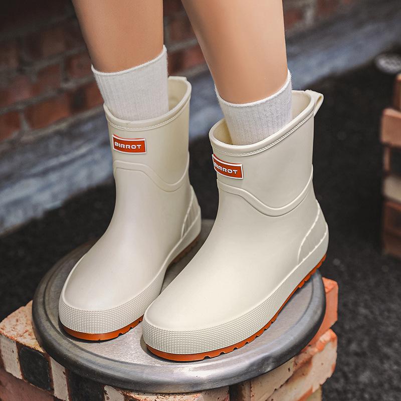 fashion new women's rain boots rainy season non-slip outdoor women's rubber shoes rain shoes mid-calf length and breathable waterproof lightweight rain boots