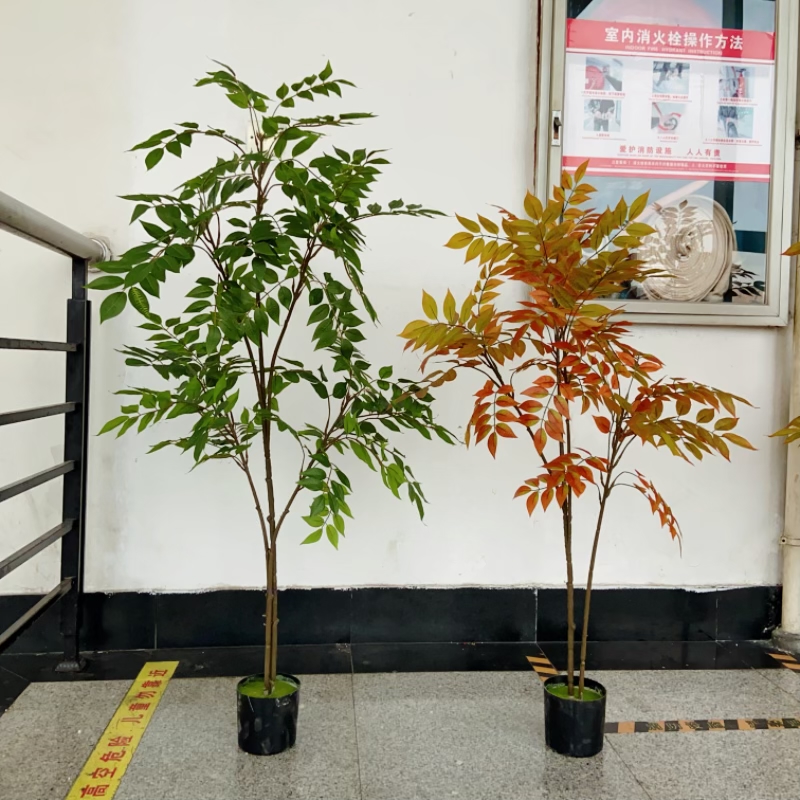 工厂店小树仿真盆栽批发小树椿香漆木假树绿色秋色植物装饰摆件