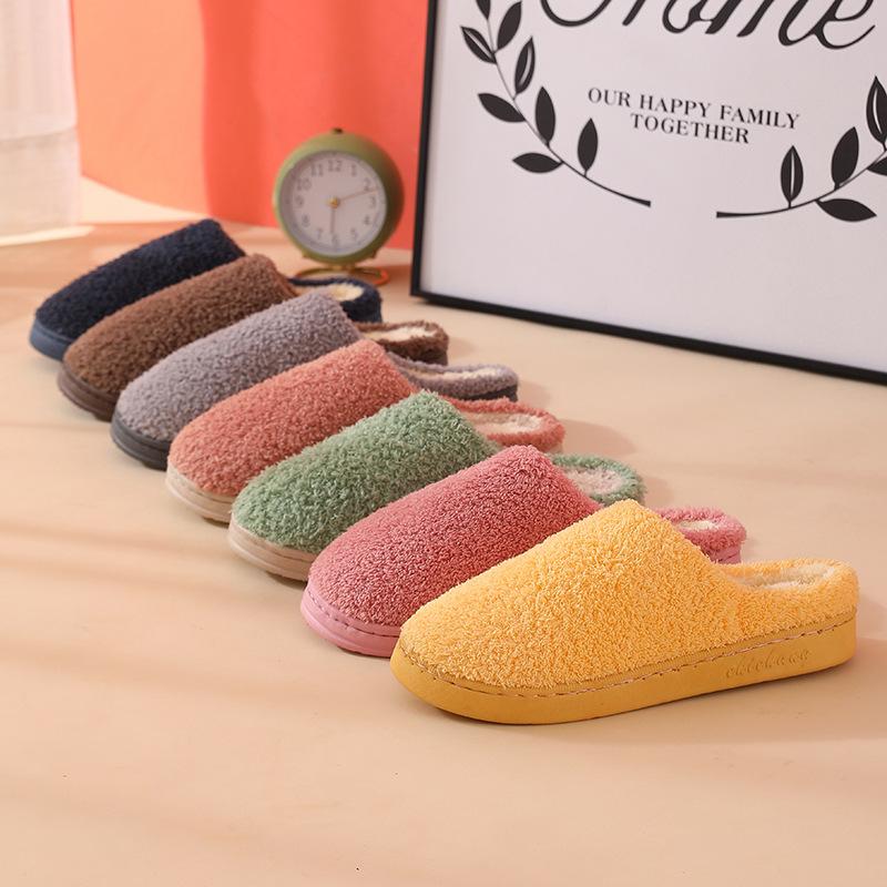 New Cotton Slippers Autumn and Winter Home Indoor Platform Warm Non-Slip Couple Woolen Slipper Floor Slippers Confinement Shoes