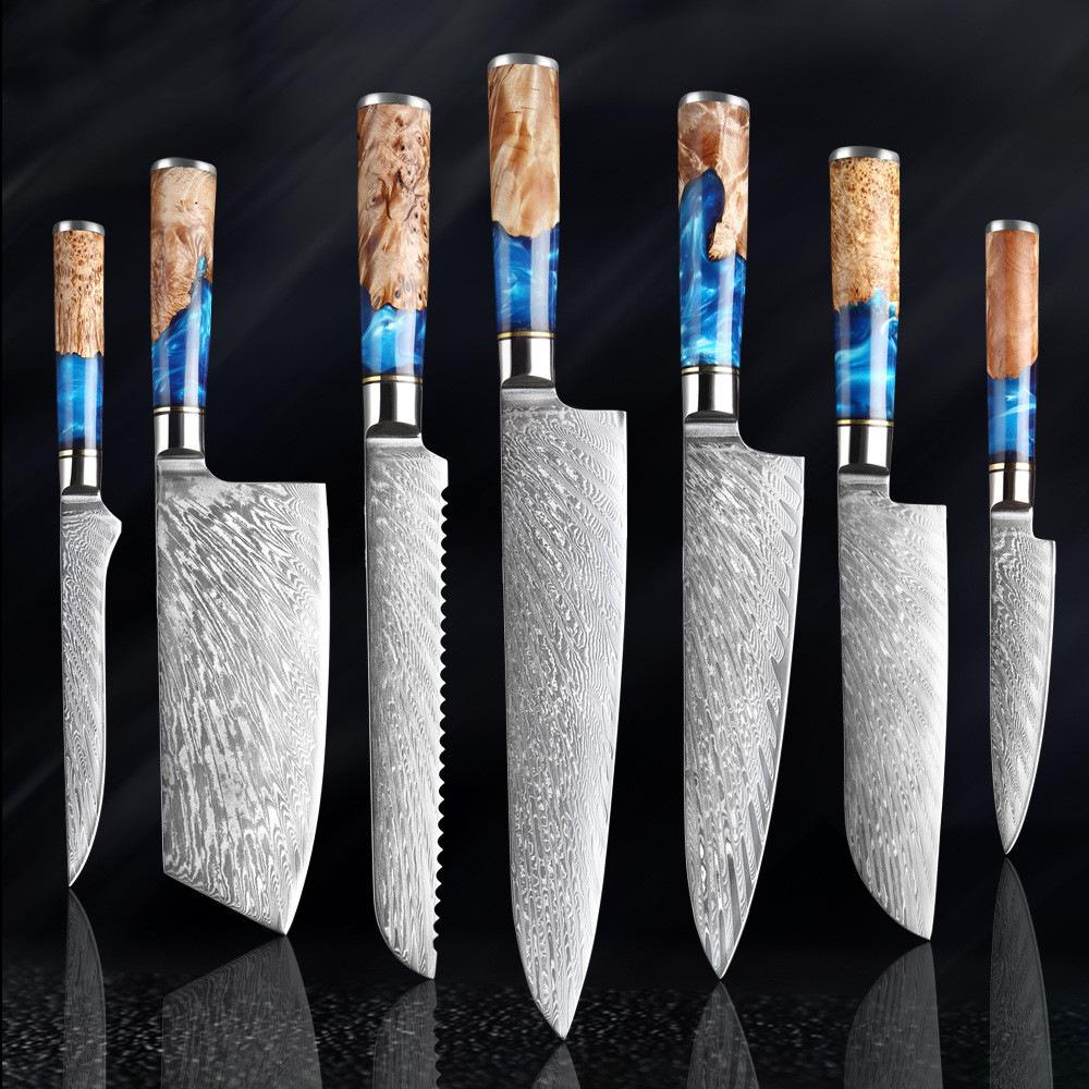 damascus kitchen knife combination suit stainless steel kitchen knife kitchen knives household slicing knife sets of knives in stock