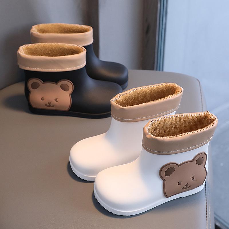 children's rain boots cute cartoon rubber rain boots toddler and baby waterproof lightweight non-slip plus velvet kids girls rubber boots