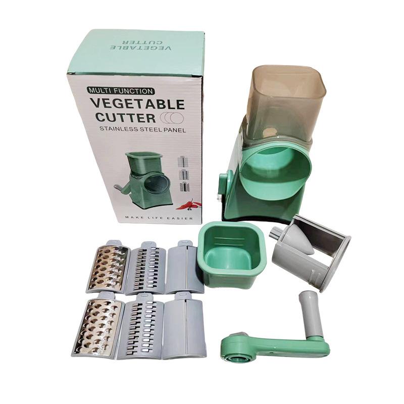 Hand-Operated Chopper Household Drum Stainless Steel Shredded Device Kitchen Tools Three-in-One Drum Shredder Chopper