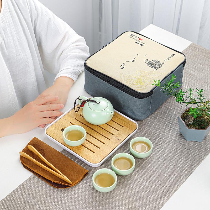 ding ware travel tea set suit dehua portable tea set sets outdoor new year gifts can be printed logo