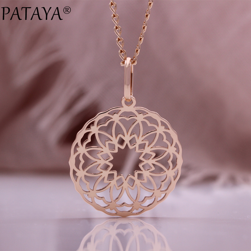 PATAYA's new 585 rose gold electroplated necklace, AliExpress cross-border round pattern pendant necklace Application Scenario