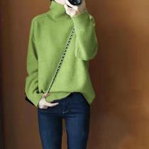 new orange turtleneck sweater women's thickened pullover bottoming shirt loose plus size idle style fashion wool sweater