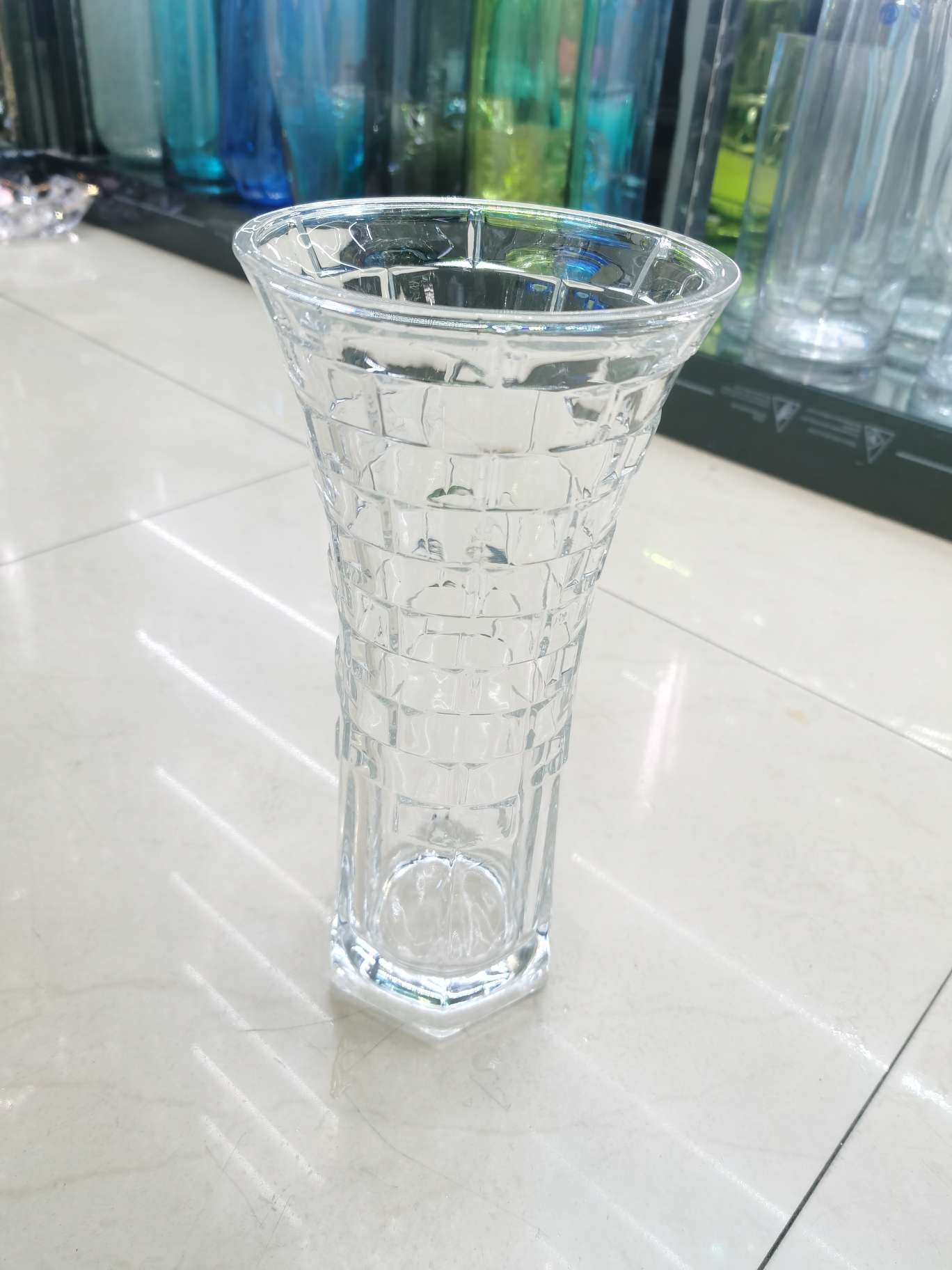 精美玻璃工艺品礼品 富贵竹百合插花花器 客厅餐桌家居摆件 透明机压玻璃花瓶