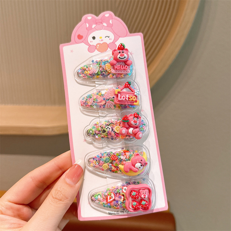 New children's flowing sand hair clips and hair accessories, girls' cartoon hair clips that won't damage bangs or break hair, girls' sweet little clips, hair clips, creative accessories, hair clips, headwear, hair clips details Picture