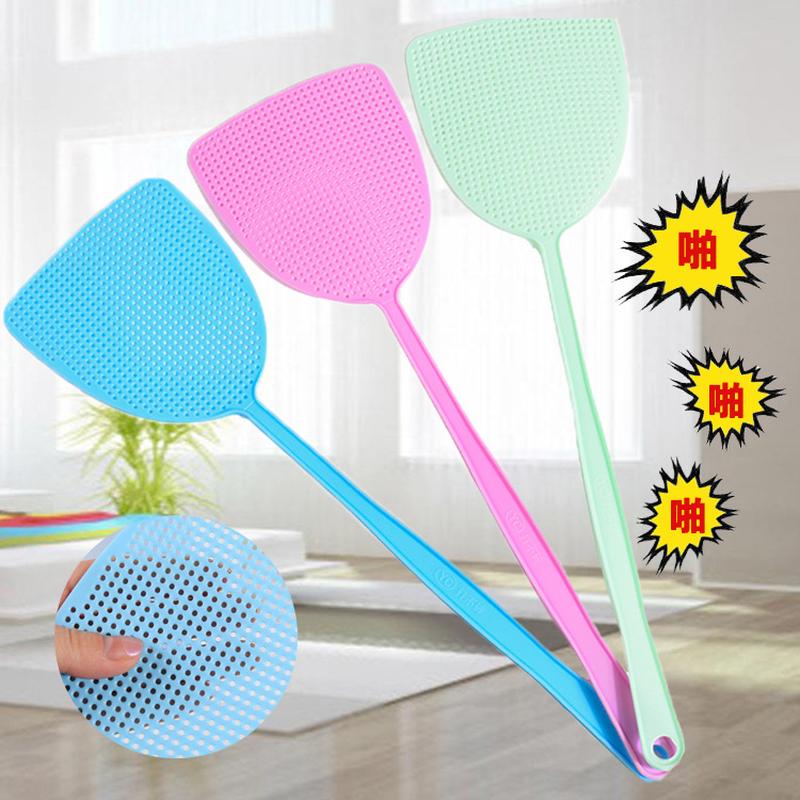 A225 Household Summer Plastic Fly Swatter Mosquito Swatter Durable Mesh with Long Handle Fly Killing Racket Flies Mosquito Racket