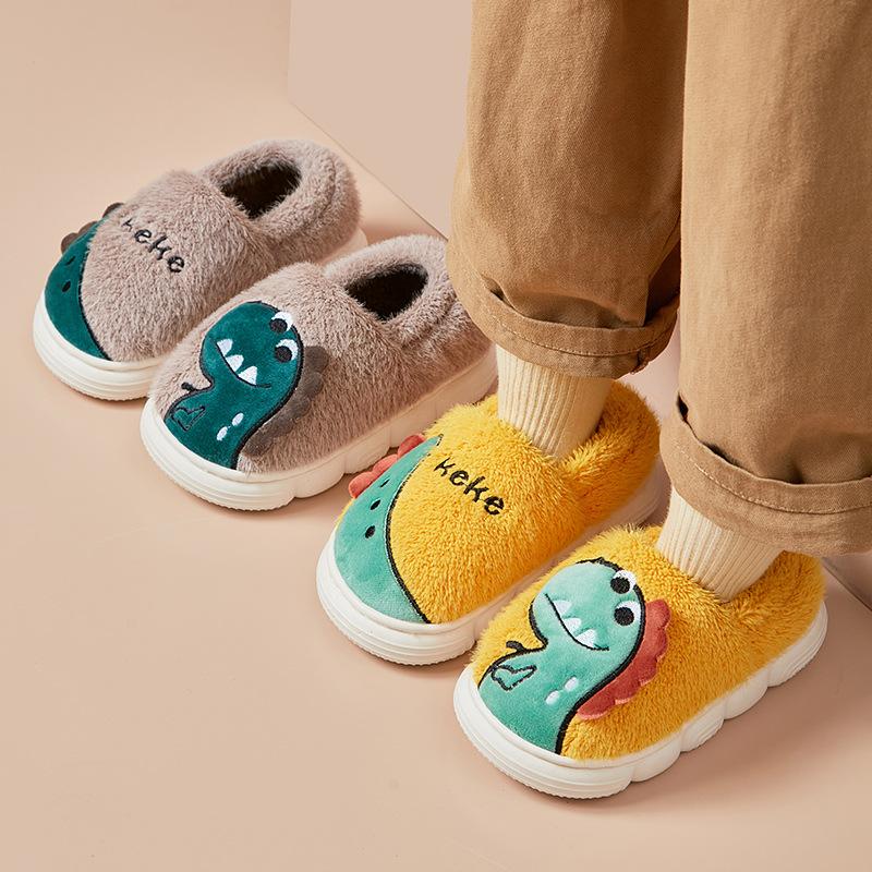 children's dinosaur cute children's slippers thick warm indoor baby cotton slippers autumn and winter slippers for girls