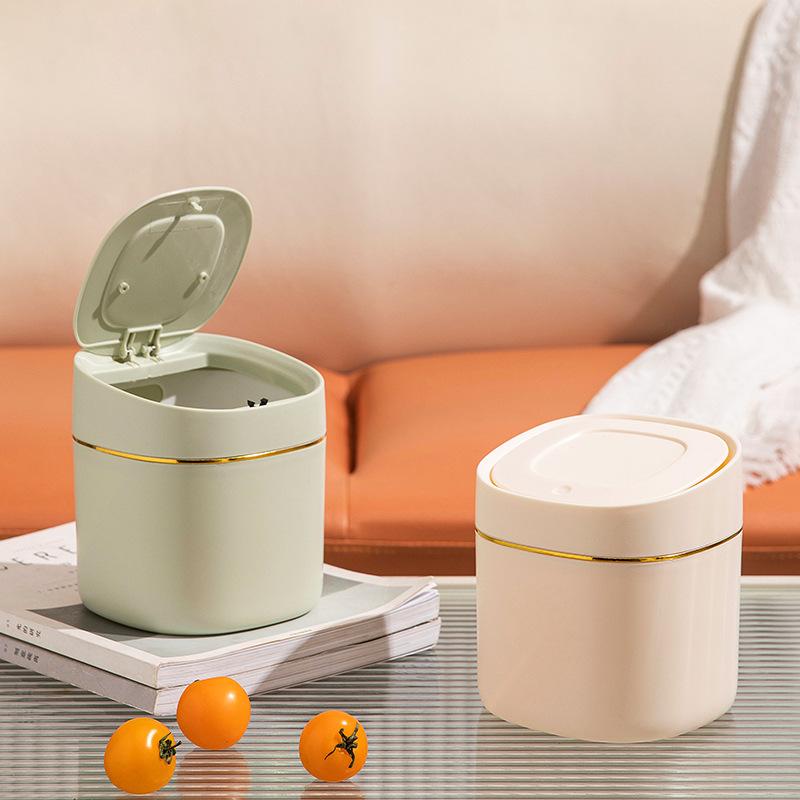 desktop clamshell trash can gilding bedside trash can car car trash can with lid mini small dustbin