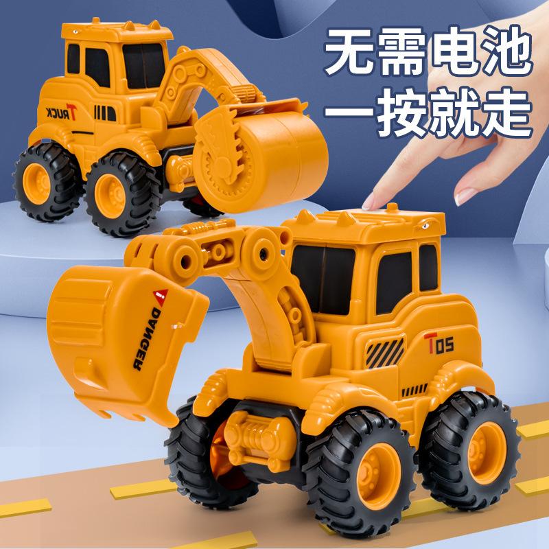 children's toy press sliding pull back engineering vehicle excavator plastic bulldozer kids toy gift wholesale