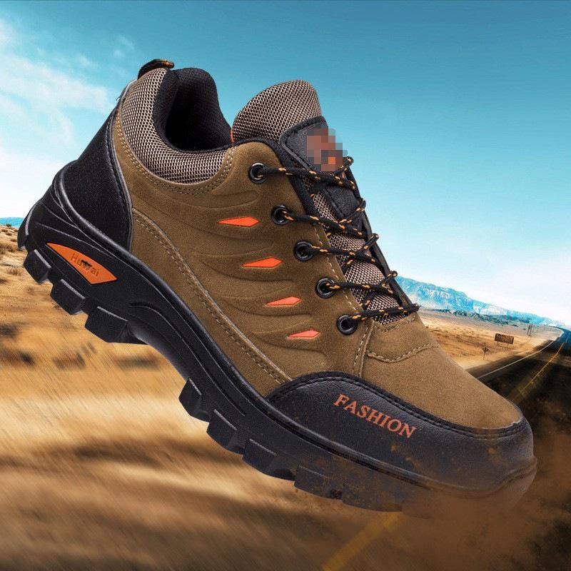 cross-border men's hiking shoes new outdoor round toe flat heel labor protection shoes casual trend warm and comfortable cold sticky hiking shoes