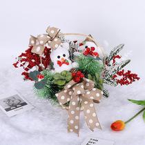 christmas decorations rattan garland american christmas ball wreath bow door hanging