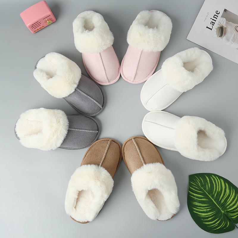 2022 new wide frayed home slippers men's and women's indoor and outdoor warm plush slippers cotton slippers factory wholesale