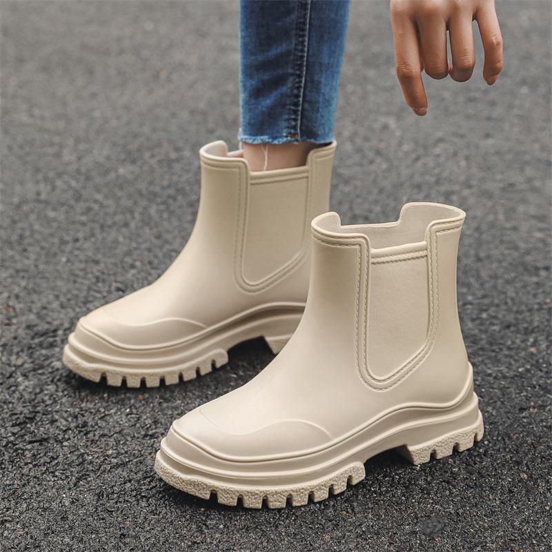 pvc fashion chelsea short tube rain boots women's versatile rain boots martin boots non-slip rain boots rain boots adult shoe cover