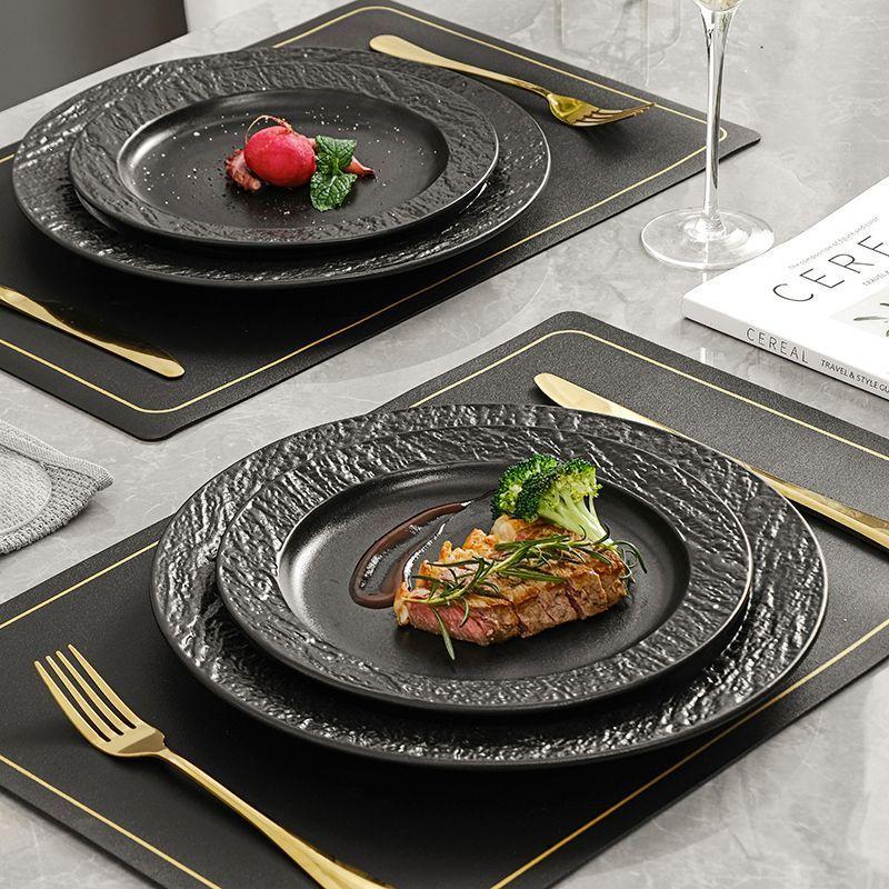 western cuisine steak plate home ceremony western food plate high-grade rock pattern ceramic plate hotel western cuisine plate suit