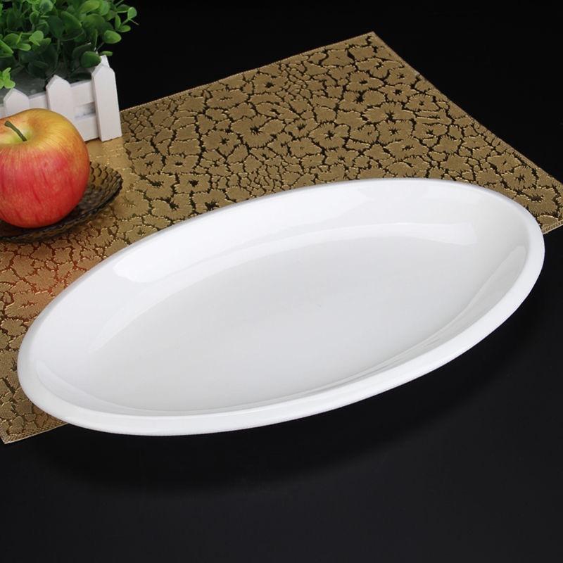 hotel household tableware dish pure white thick edge fish plate dinner plate manufacturers set oval ceramic plate