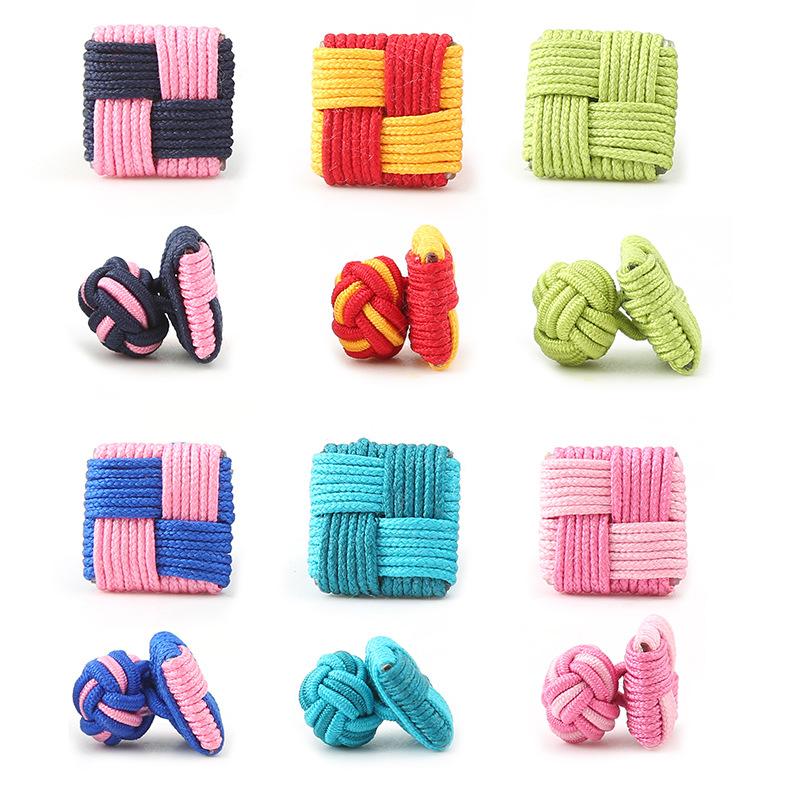imported square string clip high-grade two-color button cufflink imported nylon cord lock string clip