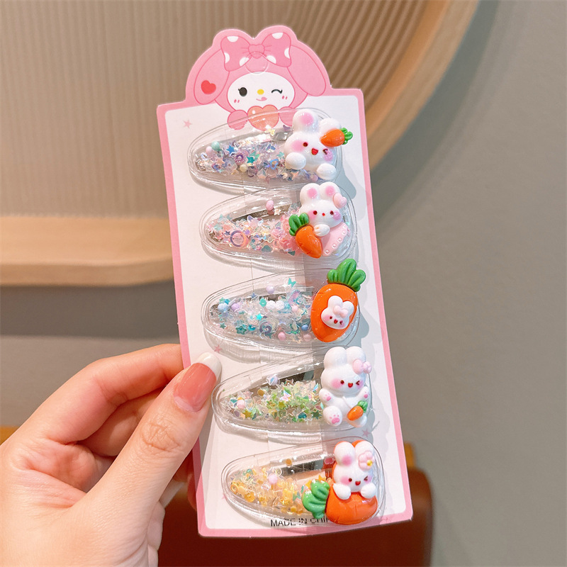 New children's flowing sand hair clips and hair accessories, girls' cartoon hair clips that won't damage bangs or break hair, girls' sweet little clips, hair clips, creative accessories, hair clips, headwear, hair clips detail image 2