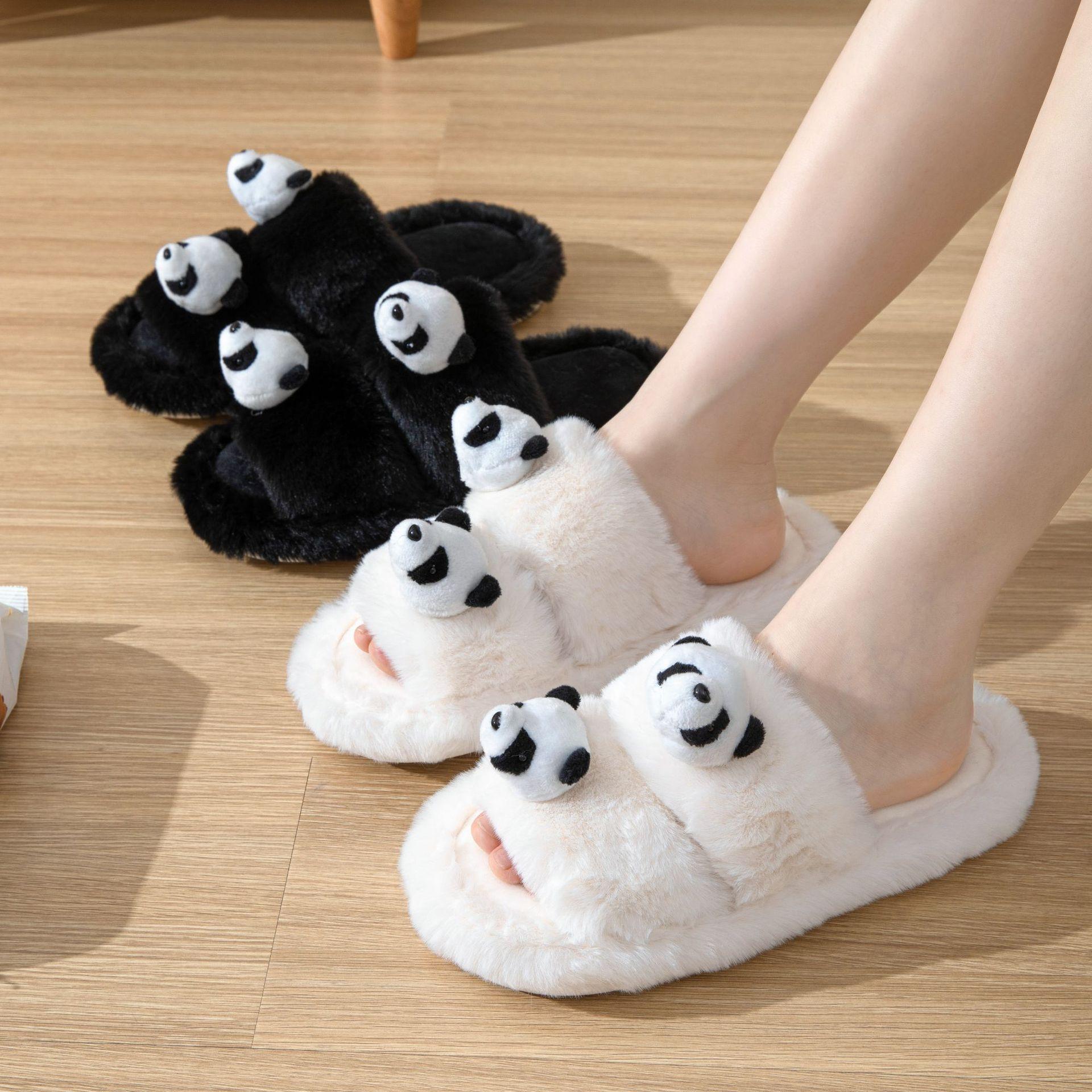 panda cotton slippers female home indoor plush slippers plush floor slippers female wholesale