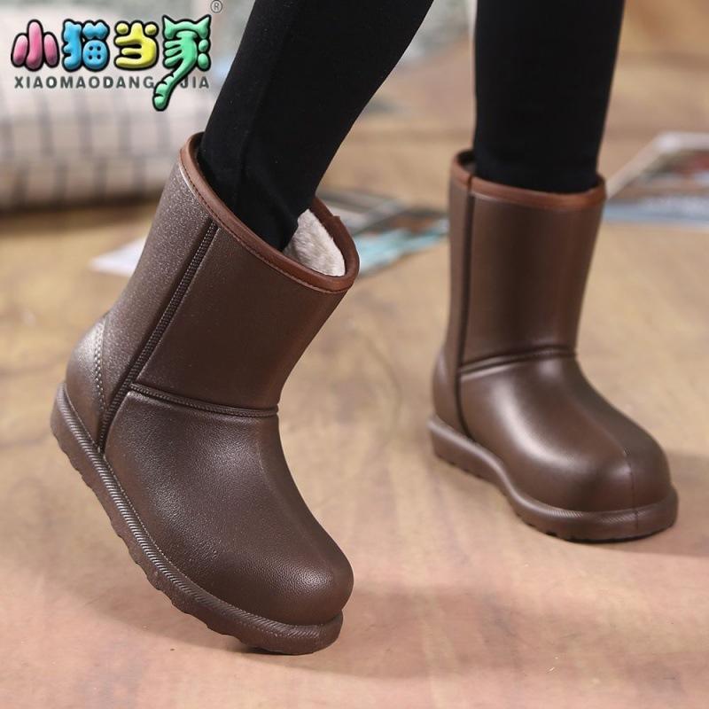 rain boots wholesale plus velvet snow boots non-slip warm waterproof rain boots boots eva one-piece shoes kitchen laundry work shoes