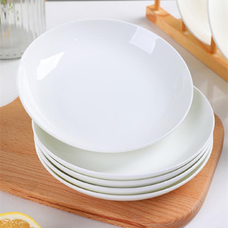 dish household bone dish plate white bone china plate ceramic plate combination suit pure white deep plates white porcelain tableware