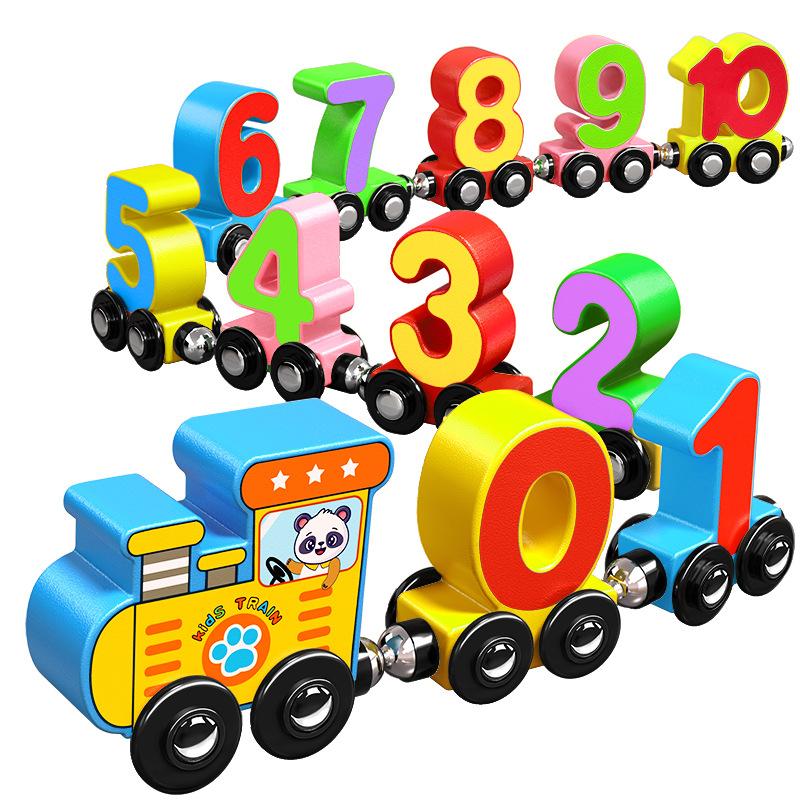educational magnetic digital train children's magnetic assembled building block toys 1-2-6 years old boys and girls early education enlightenment Item Picture