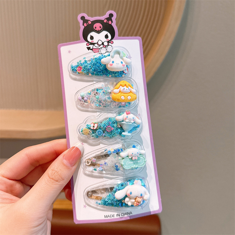 New children's flowing sand hair clips and hair accessories, girls' cartoon hair clips that won't damage bangs or break hair, girls' sweet little clips, hair clips, creative accessories, hair clips, headwear, hair clips Item Picture