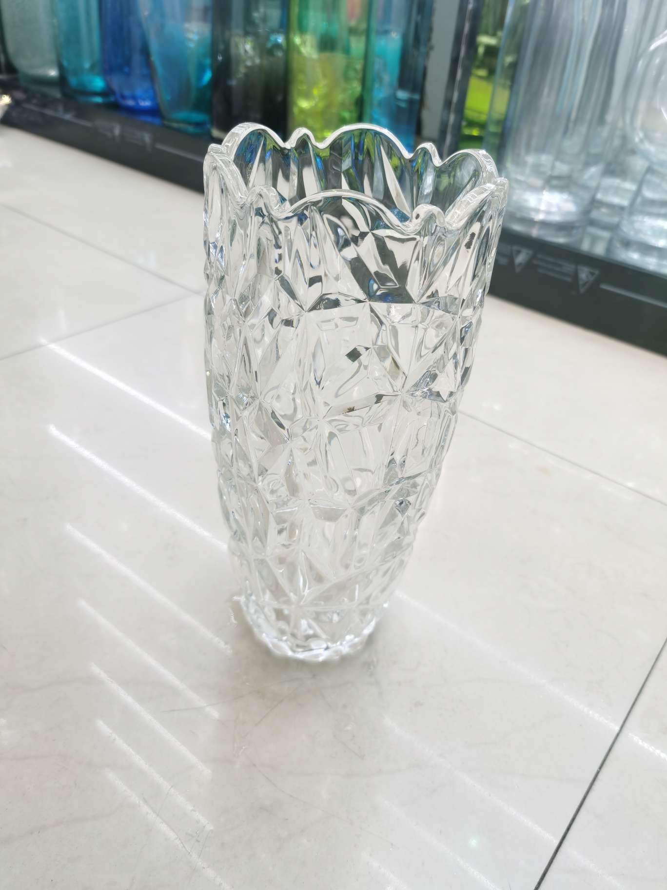 机压玻璃花瓶 客厅餐桌家居摆件 富贵竹百合插花花器