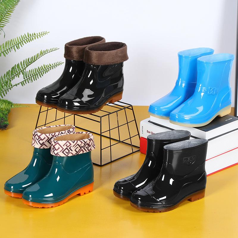 short rain boots low waist fleece-lined rain boots removable cotton rainshoes labor protection waterproof shoes men's labor protection low tube water shoes