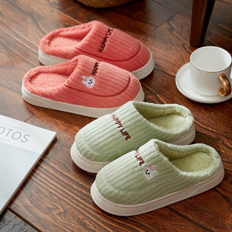 2023 new fluffy slippers men's home men's winter cotton slippers women's winter indoor home warm